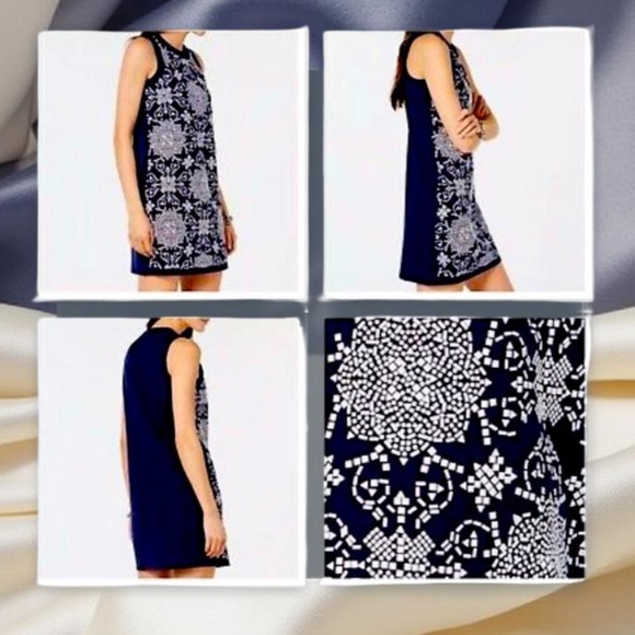 Micheal Kors Women's Navy Blue Studded Front Formal Dress Size Small NWT - Picture 3 of 13